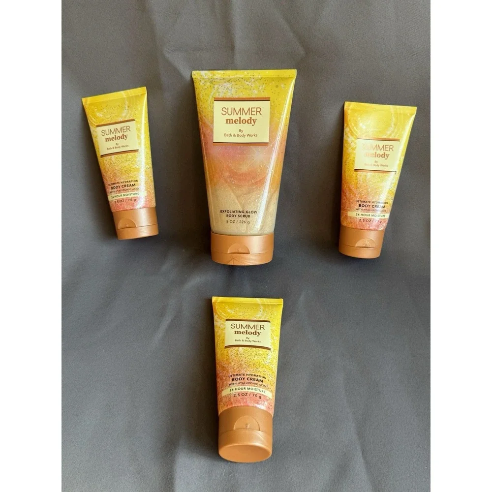 Lot 4 Bath & Body Works SUMMER MELODY Discont Exfoliating‎ Glow Wash Scrub Cream